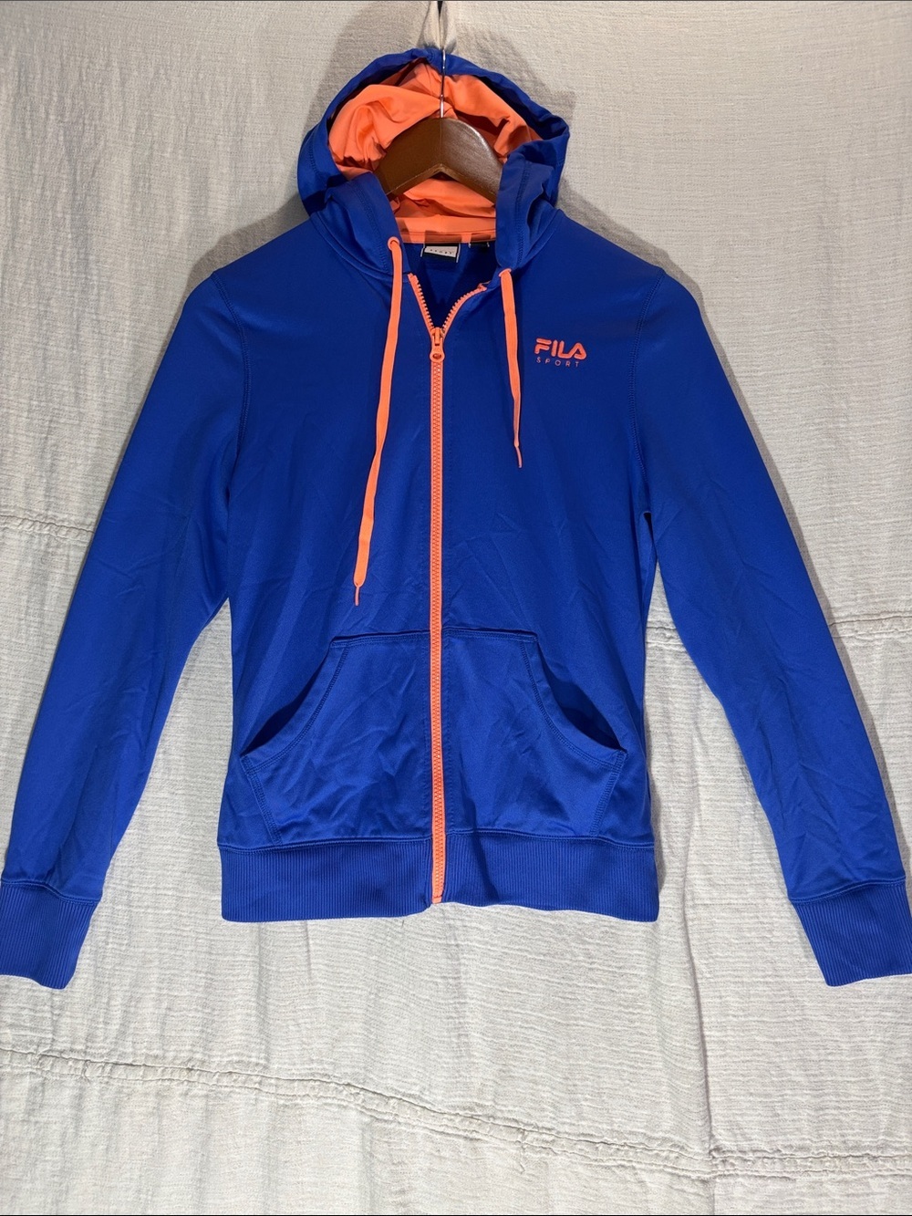 Fila Royal Blue Hooded Zip Jacket with Orange Accents